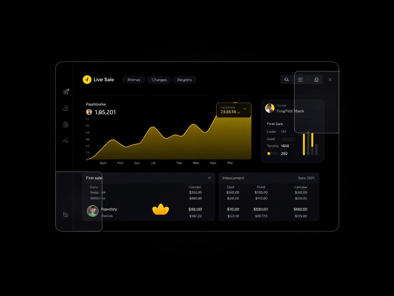 Painel de vendas online mostrando o gráfico de crescimento após a primeira venda digital